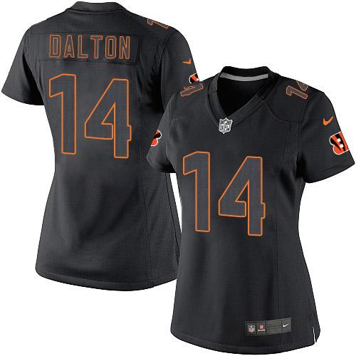 Women's Limited Andy Dalton Nike Jersey Black - #14 Impact NFL Cincinnati Bengals